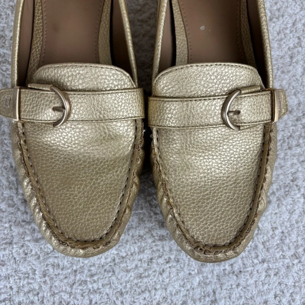 G.H. Bass & Co Shoes Womens 9M Gold Metallic Betsy Round Toe Slip On Loafer Flat